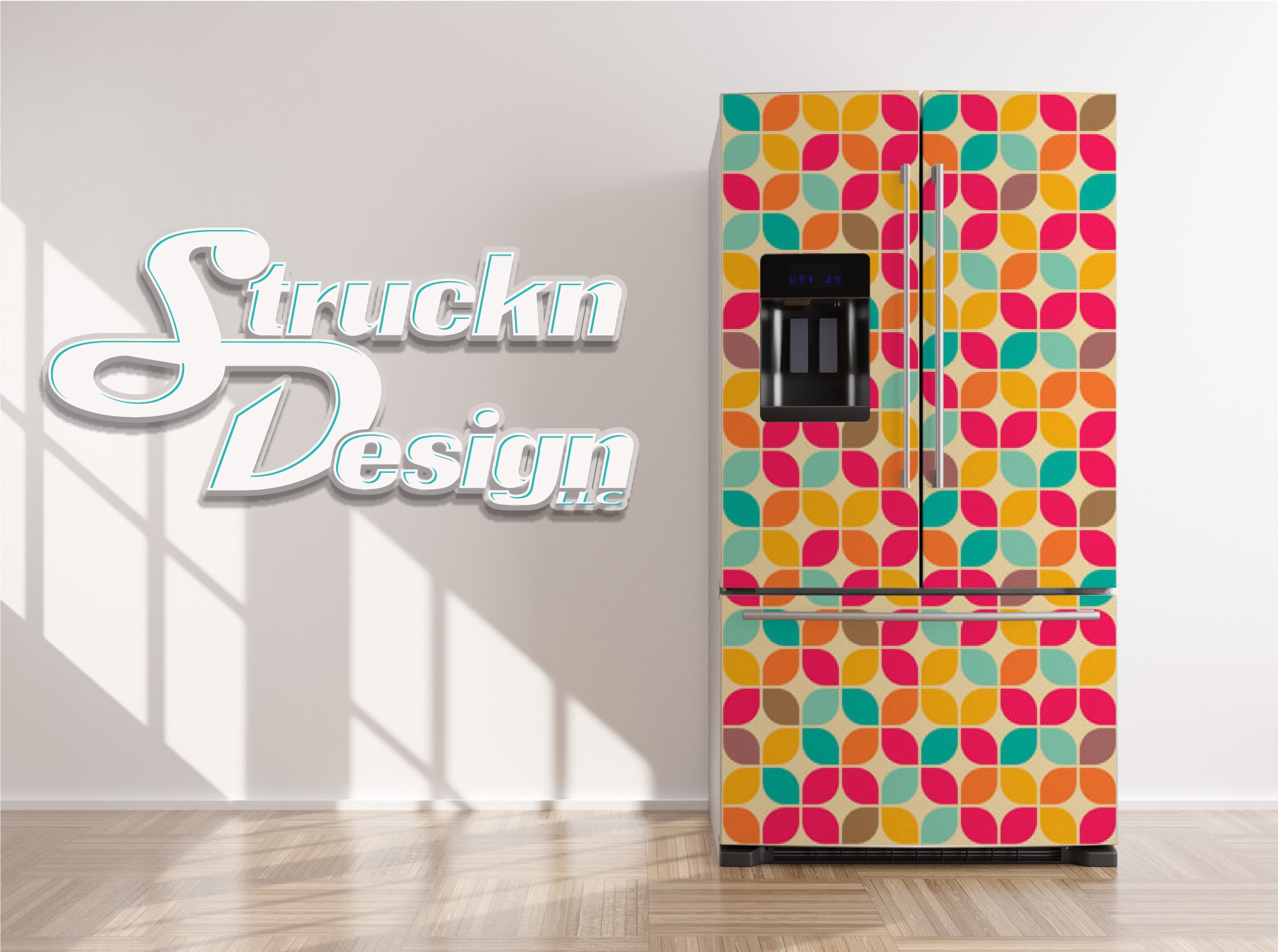 Colorful Retro Petal Shape Pattern Pink Refrigerator Fridge Freezer ...