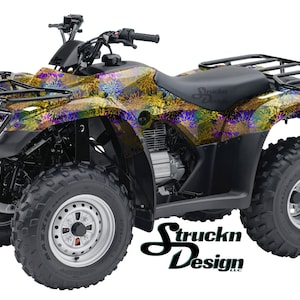 Gold Abstract Floral Colorful Grunge 4ft x 10ft Decal Vinyl Graphic Pattern Wrap Kit ATV UTV Golf Cart Motorcycle Scooter Bike Cast Laminate