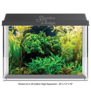 Detailed Greenery Green Aquatic Plants Water 10mil Polyester Aquarium Tank Glass Backdrop Background Waterproof Grey Opaque Backer