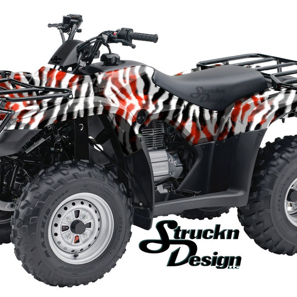 Zebra Print Rood Zwart Wit Levendige 4ft x 10ft Sticker Vinyl Grafisch Patroon Wrap Kit ATV UTV Golf Cart Motorfiets Scooter Bike Gegoten Laminaat