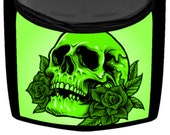 Sugar Skull And Roses Truck Car Hood Wrap Vinyl Graphic Decal Lime Green 58 quot x 65 quot USA Made Cast Laminated Option