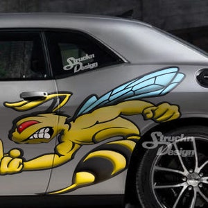 DS / PS Fits Super Bee Scat Pack Challenger Charger Fierce Angry Middle Finger Door Bed Side Pickup Vehicle Truck Car Vinyl Graphic Decal US