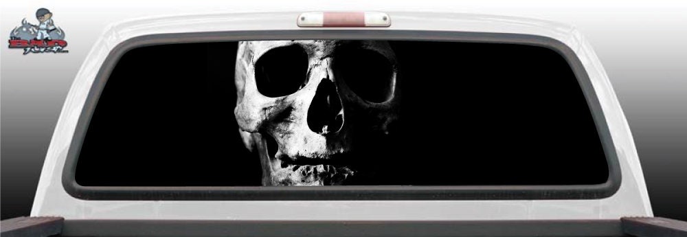 Dark Skull Shadow Glass Rear Window Decal Graphic Truck Perf Vinyl ...