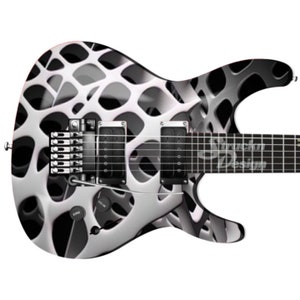 White Holes Pattern Many Abstract Bass Metal Vinyl Guitar Wrap Skin Decal Laminate Air Release Bubble Free Graphic Peel & Stick Multi Size