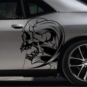 INCLUDES Both Sides - Zombie Head Skull Large Side Vintage Grunge Hood Door Car Bed Pickup Vehicle Truck Vinyl Graphic Decal Tailgate SUV US