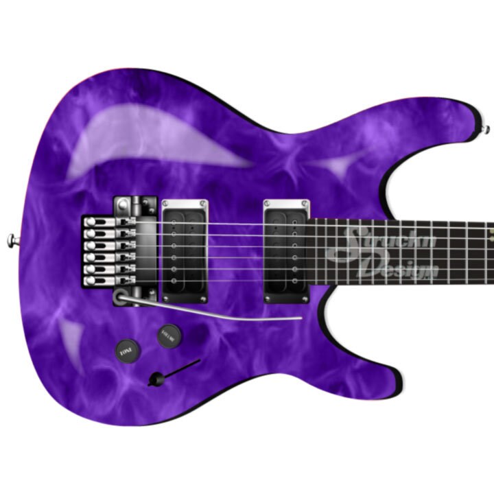 Purple Ghost Skulls Flames Grunge Metal Bass Vinyl Decal Guitar