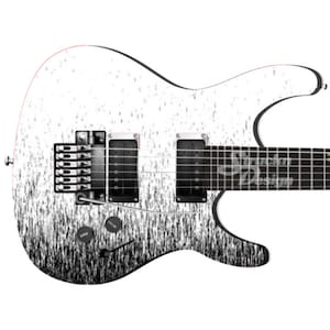 White Black Gradient Fade Guitar Bass Metal Vinyl Wrap Skin Decal Laminated Air Release Bubble Free Graphic Peel & Stick Multiple Sizes