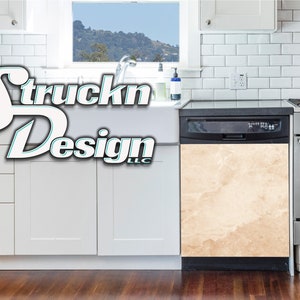 Beige Orange Marble Rock Stone MineralDishwasher Wrap Dishes Front Door Vinyl Mural Skin Decal Removable