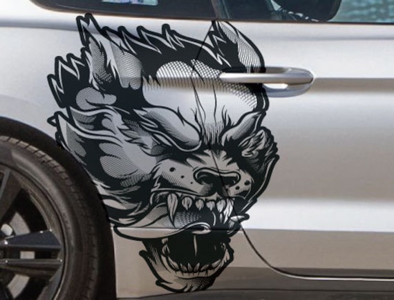 INDIGOS UG - Adesivo per Auto JDM Die Hart, Wolf, Howling Dog