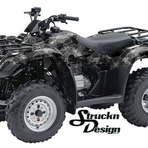 White Floral Pattern Black 4ft x 10ft Decal Vinyl Graphic Pattern Wrap Kit ATV UTV Golf Cart Motorcycle Scooter Bike Cast w/ Laminate US
