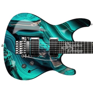 Marble Bright Teal Cyan Wave Swirl Guitar Bass Metal Vinyl Wrap Skin Decal Laminate Air Release Bubble Free Graphic Peel & Stick Multi Size