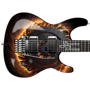 Saw Dark Gray Flame Fire Bright Guitar Bass Metal Vinyl Wrap Skin Decal Laminate Air Release Bubble Free Graphic Peel & Stick Multi Size