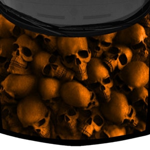 Grunge 3D Skulls Pile Dark Orange Black Truck Vinyl Decal Car Graphic Hood Wrap 58&quot;x65&quot; US Made Cast Laminated Option