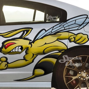 DS / PS Fits Super Bee Scat Pack Charger Challenger Fierce Angry Middle Finger Door Bed Side Pickup Vehicle Truck Car Vinyl Graphic Decal US
