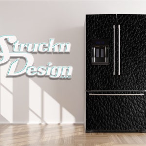 Schwarz Robust Leder Textur Luxus Kühlschrank Kühlschrank Gefrierfach Wickeln Oben Untertür Vinyl Wandbild Haut Abnehmbar