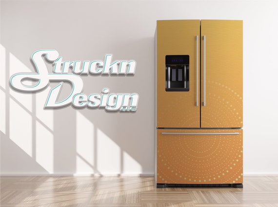 Yellow Orange Half Tone Circle Dots Refrigerator Fridge Freezer