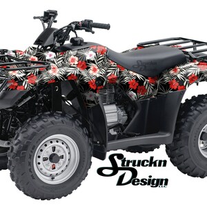 Bright Red Tropical Floral 4ft x 10ft Decal Vinyl Graphic Pattern Wrap Kit ATV UTV Golf Cart Motorcycle Scooter Bike Cast w/ Laminate US