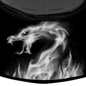 Dragon Bright Burning Flames Fire Grey Black Car Pickup SUV Truck Hood Wrap Vinyl Graphic Decal 58in x 65in US Made Cast Laminated Option