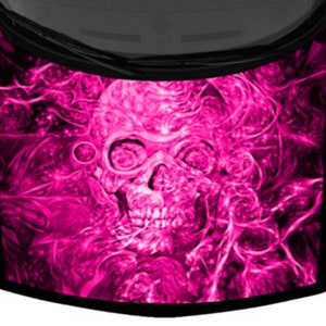 Magical Skull With Wired Lights Truck Hood Wrap Vinyl Car Graphic Decal Hot Pink Colorful Print 58inx65in US Made Cast Laminated Option