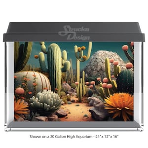 Pustynne kaktusy zielone turkusowe piaskowe kolorowe kwiaty 10mil poliestrowe szklane tło do akwarium tło do akwarium wodoodporne szare nieprzezroczyste podłoże