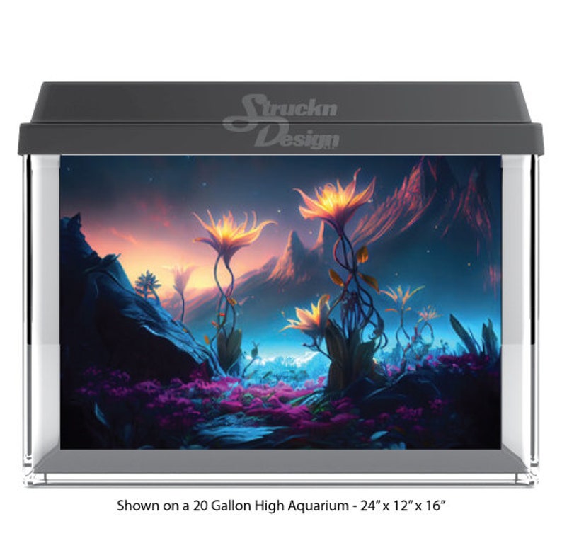 Picture of Fantasy Mountains Plants Forest Water Underwater 10mil Polyester Fish ...