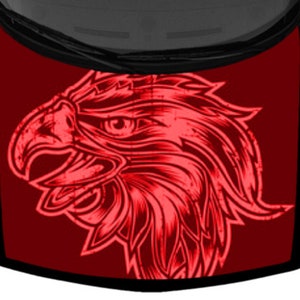 Vintage Bright Red Eagle Head Black Truck Car Hood Wrap Vinyl Graphic Decal Print 58inx65in US Made Cast Laminated Option