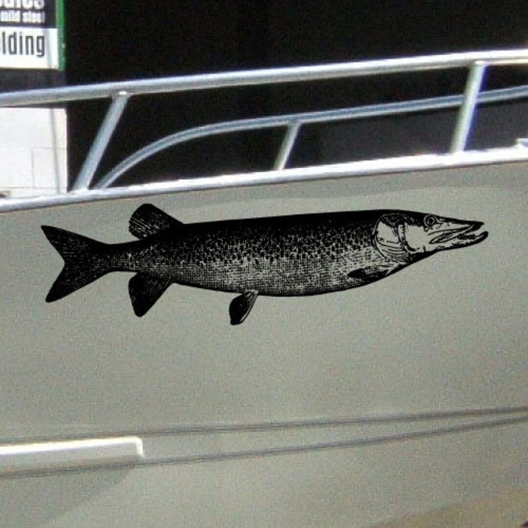 Musky Muskellunge Boat Yacht Bed SUV Hood Design Grunge Door Graphic