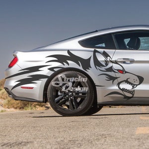 INCLUDES Both Sides - Mustang Wolf Coyote Ranger Tattoo Design Tribal Grunge Door Pickup Bed Side Vehicle Car Truck Vinyl Graphic Decal USA