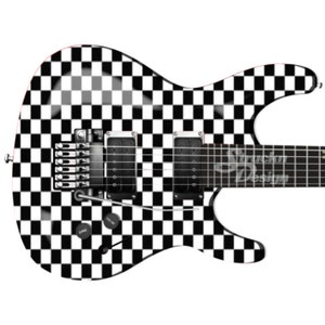 Black White Checkered Print Squares Guitar Bass Metal Vinyl Wrap Skin Decal Laminate Air Release Bubble Free Graphic Peel & Stick Multi Size