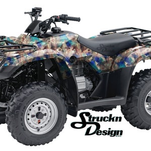 水彩 カラフル カモ グランジ 4 フィート x 10 フィート デカール ビニール グラフィック パターン ラップ キット ATV UTV ゴルフ カート オートバイ スクーター バイク キャスト ラミネート