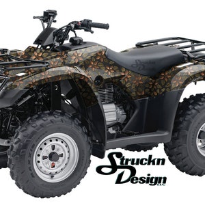 Amber Olive Floral Leaf Ornate Camo 4ftx10ft Decal Vinyl Graphic Pattern Wrap Kit ATV UTV Golf Cart Motorcycle Scooter Bike Cast Laminate US