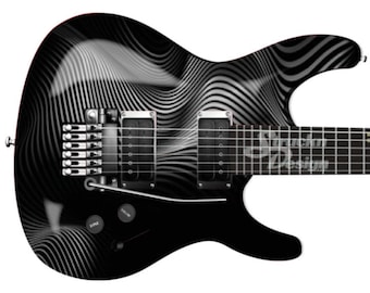 Dark Grey Striped Lines Waves Guitar Bass Metal Vinyl Wrap Skin Decal Laminated Air Release Bubble Free Graphic Peel & Stick Multiple Sizes