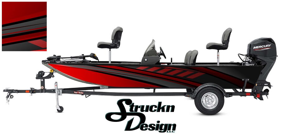 Bass Fishing Fish Boat Red Black Modern Stream Grunge Abstract | Etsy