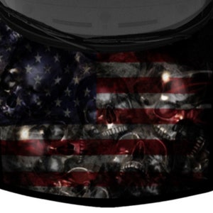 Realistic Skulls Collection Skull Vinyl Car Graphic Decal Hood Wrap Colorful American Flag Print 58in x 65in US Made Cast Laminated Option