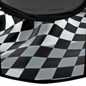 Grayscale Checkered Flag Racing Race Waving Car Truck Pickup SUV Hood Wrap Vinyl Graphic Decal 58in x 65in US Made Cast Laminated Option