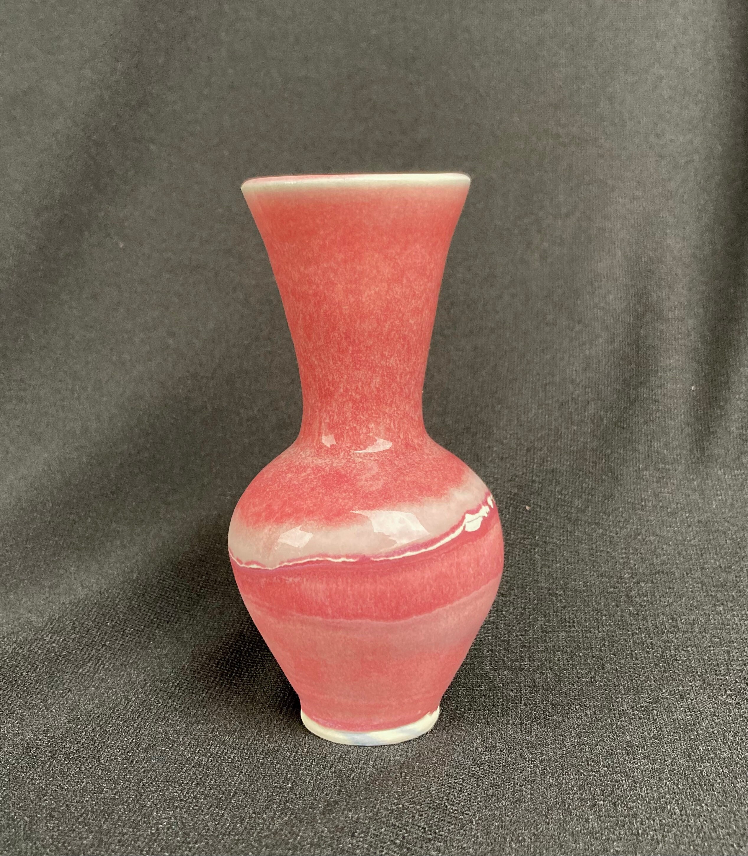 Porcelain Bud Vase Glazed Pink With Subtle Cobalt Marbling Handmade in ...