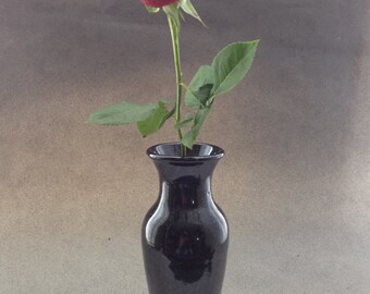 Wheel Thrown Stoneware Art Pottery Vase Ancient Japanese Tenmoku glaze handmade in USA vintage pottery one of a kind black decor Custom Gift