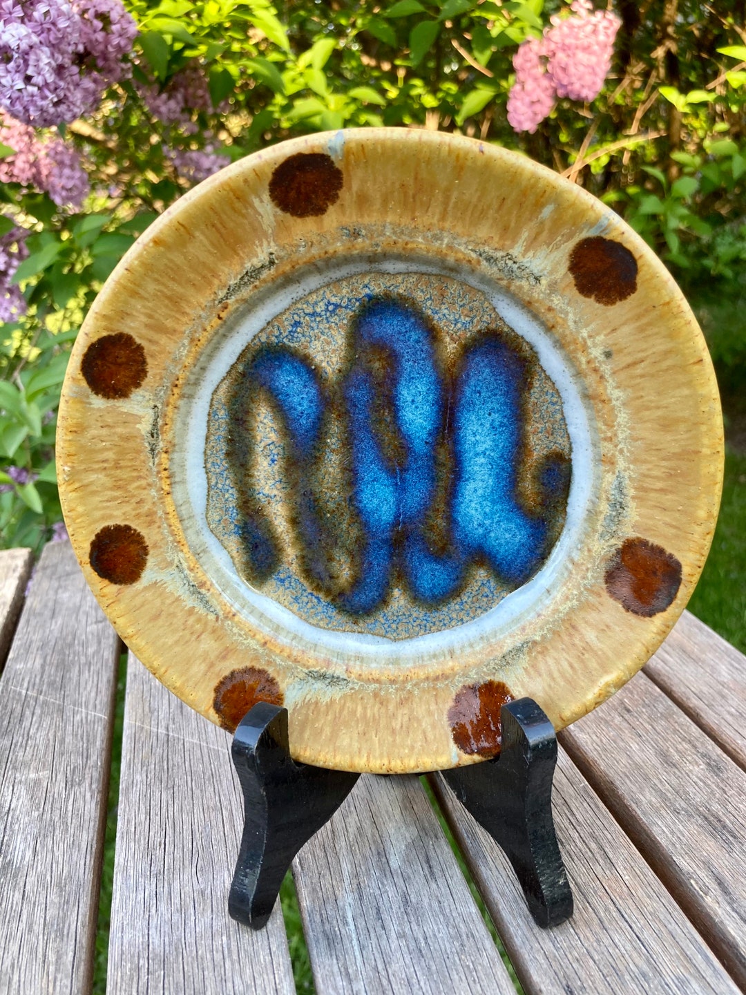 Stoneware Pottery Handmade Wheel Thrown Low Bowl Thrice Fired Six Color ...