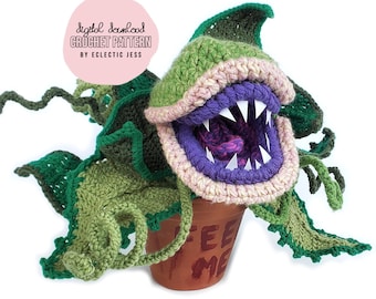 Mean Green Carnivorous Plant Crochet PATTERN ONLY - Crochet Plant, Geeky Crochet, Crochet Sculpture