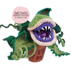 Mean Green Carnivorous Plant Crochet PATTERN ONLY - Crochet Plant, Geeky Crochet, Crochet Sculpture