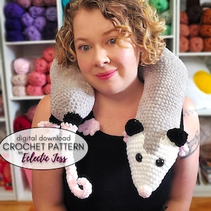 Possum Travel Pillow Crochet PATTERN ONLY, Opossum Pillow, Neck Pillow, Crocheted Neck Pillow, Weird Crochet, DIY Crochet, Possum Scarf