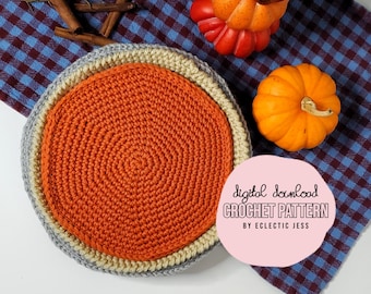 Pumpkin Pie Crochet PATTERN ONLY Crochet Food, Amigurumi Food, Crochet, Pie, Dessert, Crochet Play Food