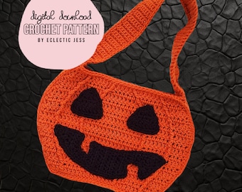 Pumpkin Bag Crochet PATTERN ONLY - Jack O Lantern, Trick or Treat Bag, Pumpkin Sack, Crochet Halloween Trick or Treat Bag, Pumpkin Tote Bag,