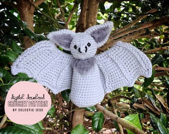 Batrick the Bat, Amigurumi Bat Crochet PATTERN ONLY - Halloween, Bat, Vampire, Cute, Crocheted Bat, Spooky Season, Flying Mammal