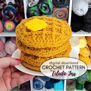 Waffle Crochet PATTERN ONLY Crochet Food, Amigurumi Food, Crochet, Waffle, Crochet Breakfast Play Food, Frozen Waffle