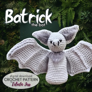 Batrick the Bat, Amigurumi Bat Crochet PATTERN ONLY - Halloween, Bat, Vampire, Cute, Crocheted Bat, Spooky Season, Halloween Crochet