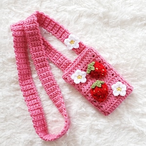 Strawberry Bag Crochet PATTERN ONLY, Cell Phone Bag, Crochet Bag, Cell Phone Pouch, Crochet Phone Case, Crochet Mini Purse, Crossbody Bag image 7