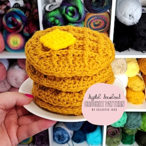 Waffle Crochet PATTERN ONLY Crochet Food, Amigurumi Food, Crochet, Waffle, Crochet Breakfast Play Food, Frozen Waffle