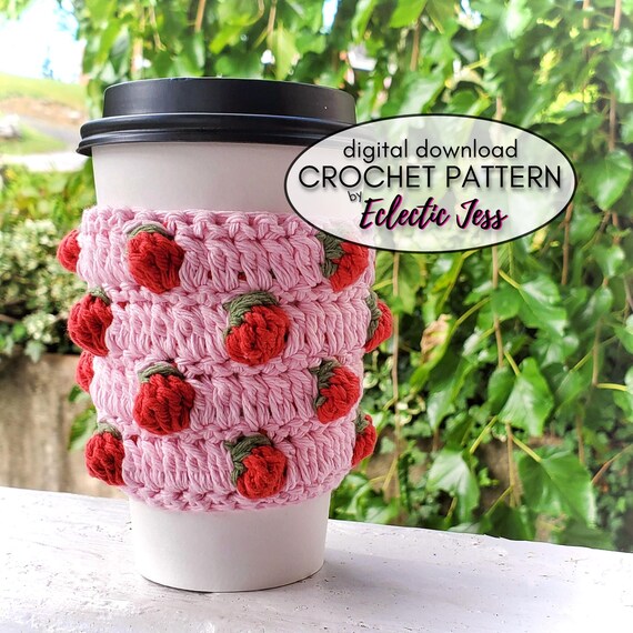 Strawberry Crochet Cup Cozy Pattern (Digital Download)