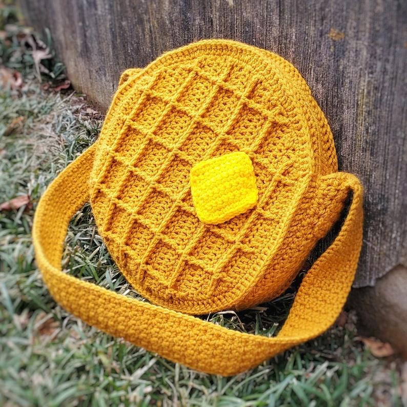 The Big Waffle Bag Crochet PATTERN ONLY Crochet Food, Amigurumi Food, Crochet Breakfast, Waffle Purse, Waffle Bag, Messenger Bag, Quirky Bag image 9